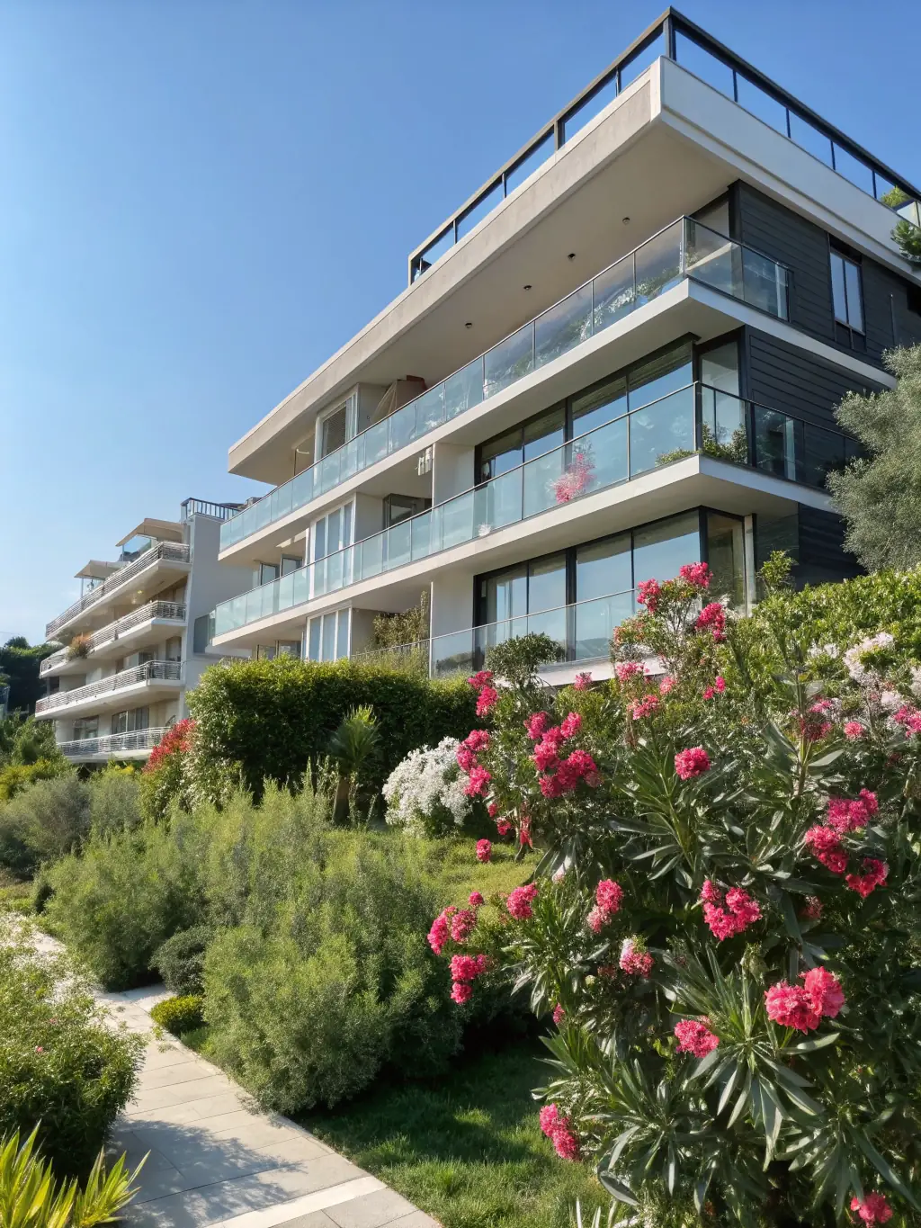 An aerial view of a newly constructed apartment complex in Athens, Greece, demonstrating the modern residential options available through Hellenic Heights.